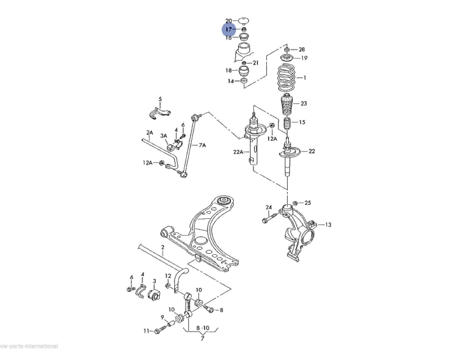 VW Golf MK4 GTI R32 Front Strut Top Mount Nut 1x Genuine New OEM VW