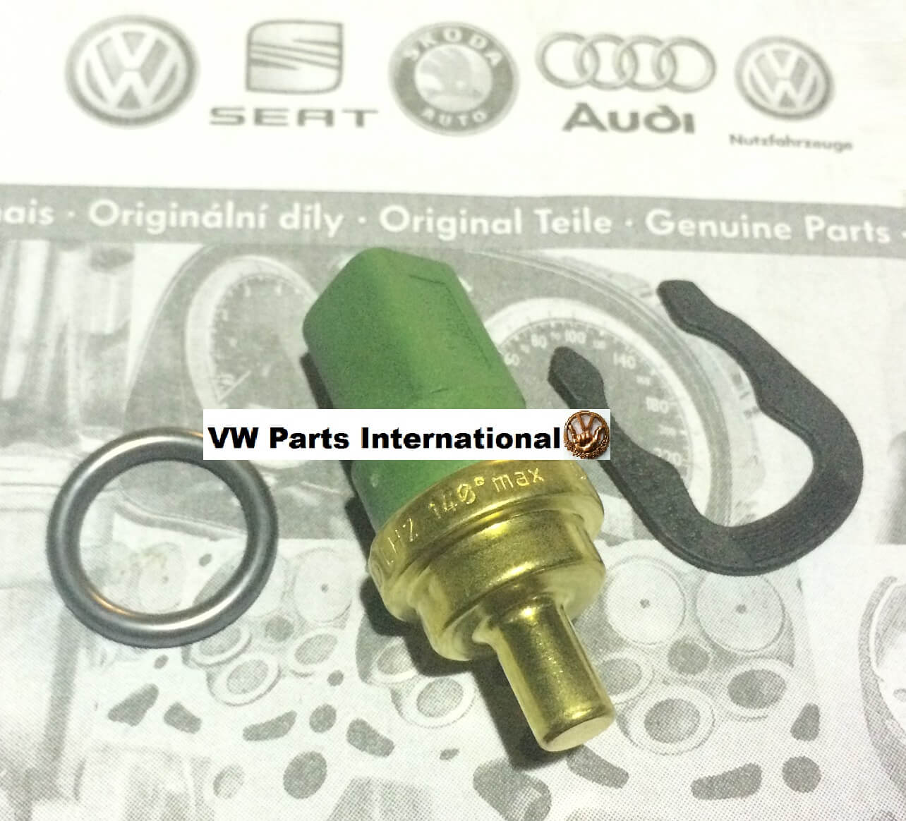 Genuine VW Golf MK4 R32 Temperature Sensor Sender + O'Ring + Clip New