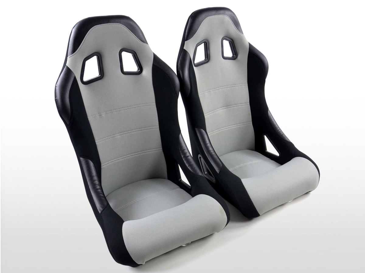 Wingback Race Car Bucket Seats Edition 4 Black Grey Fabric Black Faux