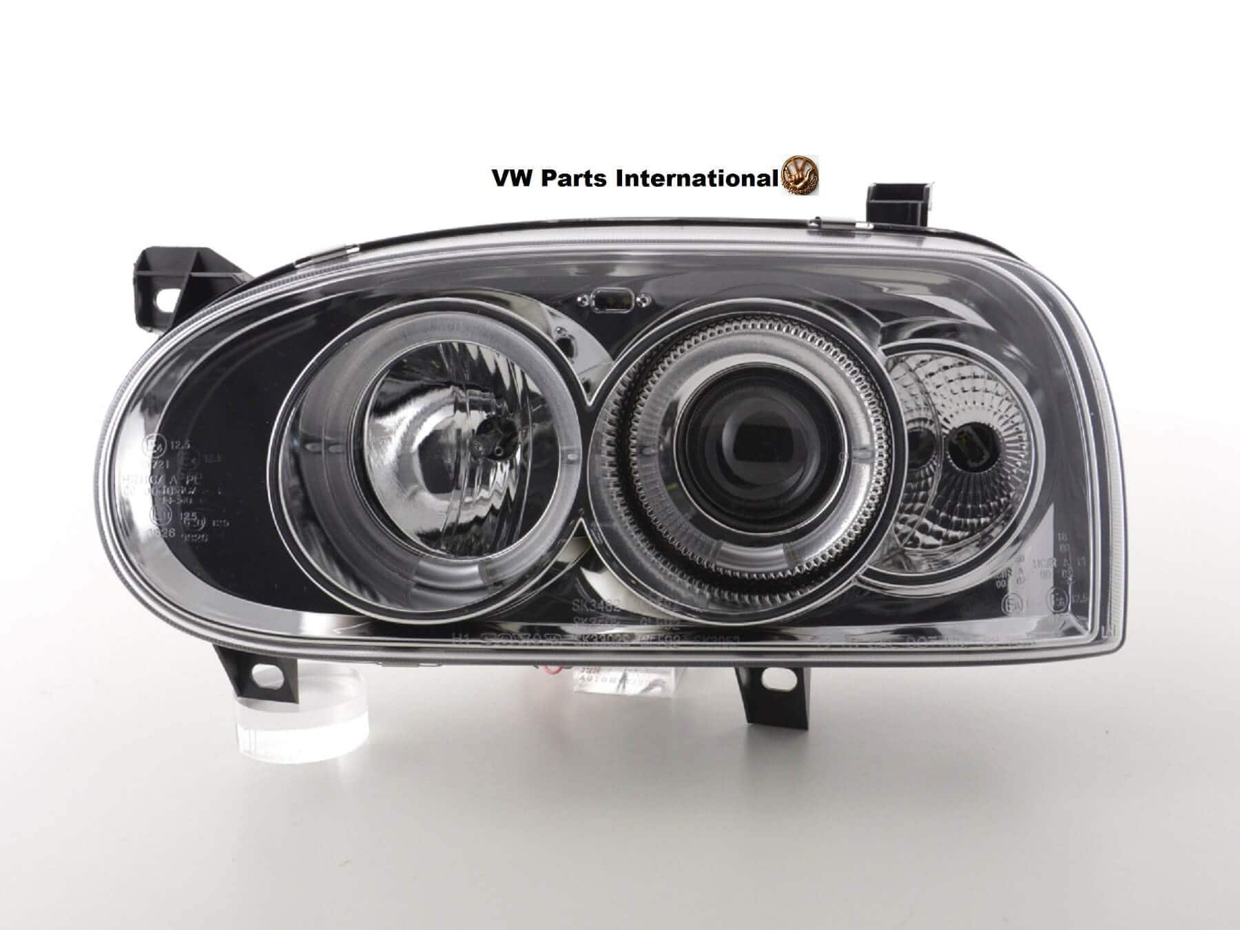 VW Golf MK3 GTI TDI VR6 Headlights With Light Ring In Chrome Left And