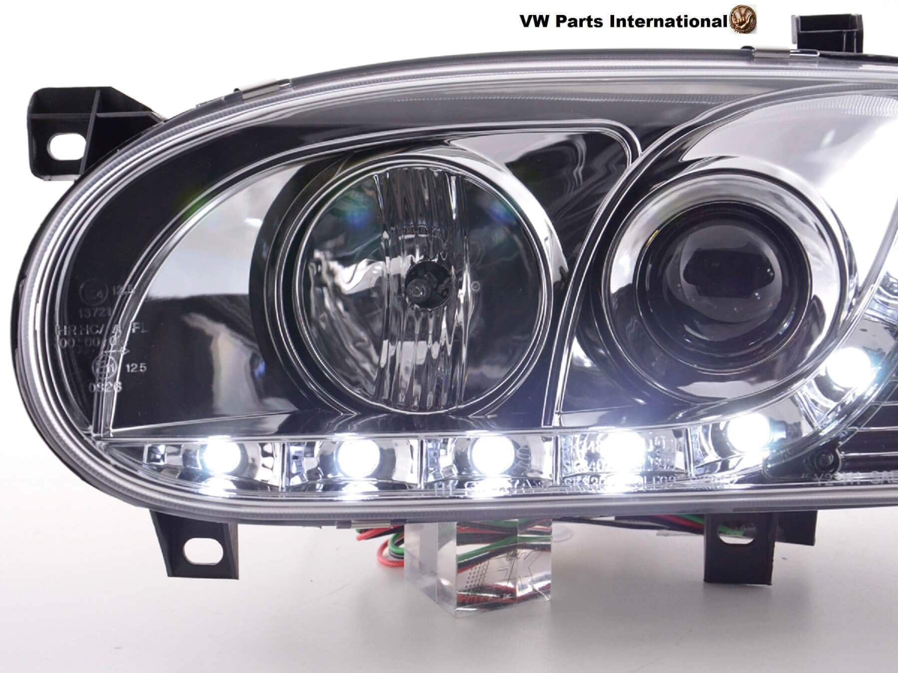 VW Golf MK3 GTI TDI VR6 Daylight Running Headlights In Chrome LED DRL
