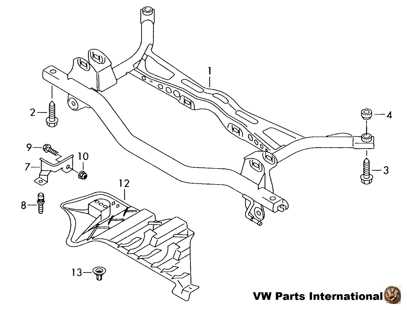 VW Golf MK5 Rear Subframe Suspension Axle Beam Cross Member Mounting