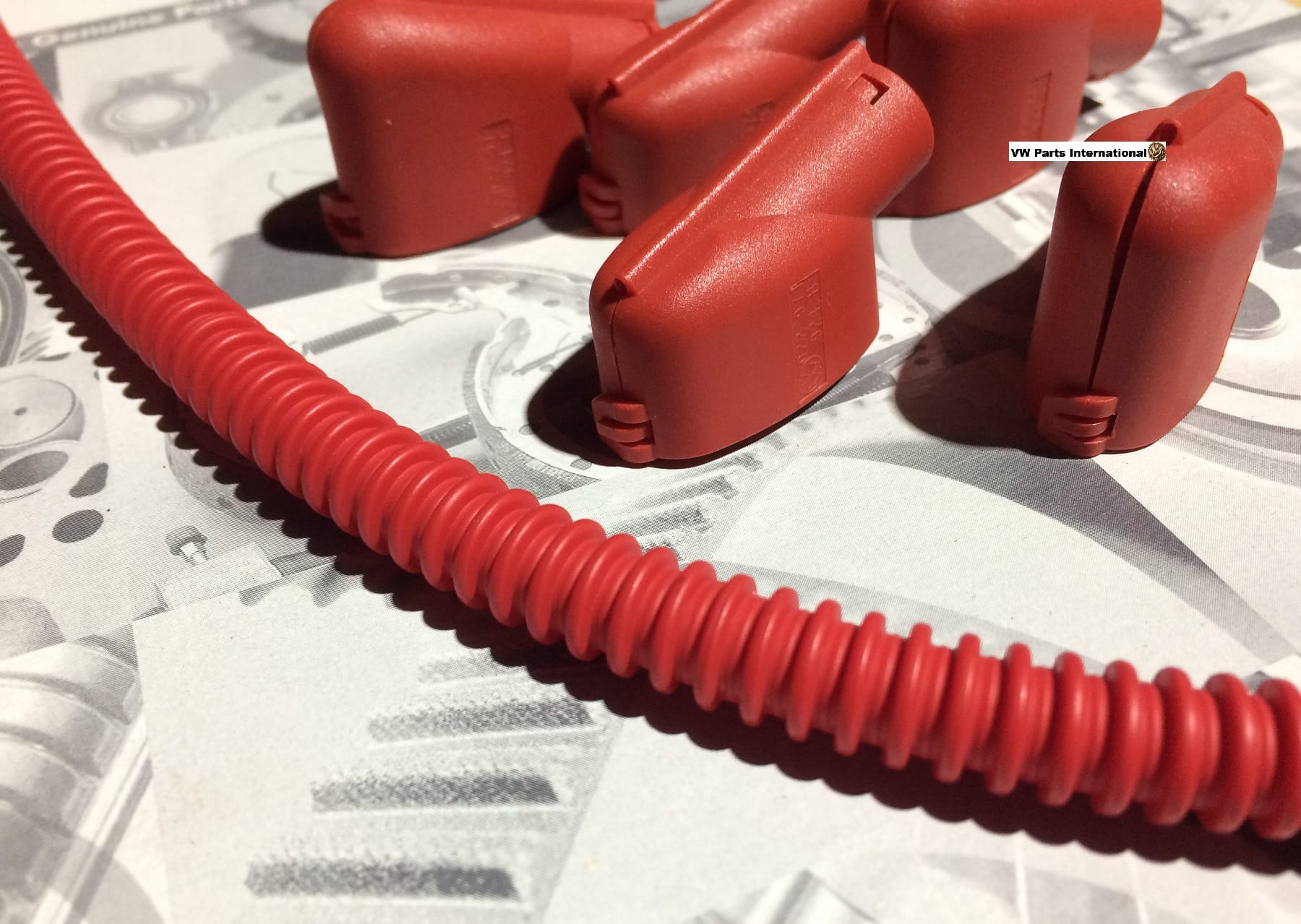 VW Golf MK4 R32 Engine Ignition Coil Packs Red Cable Connector Covers