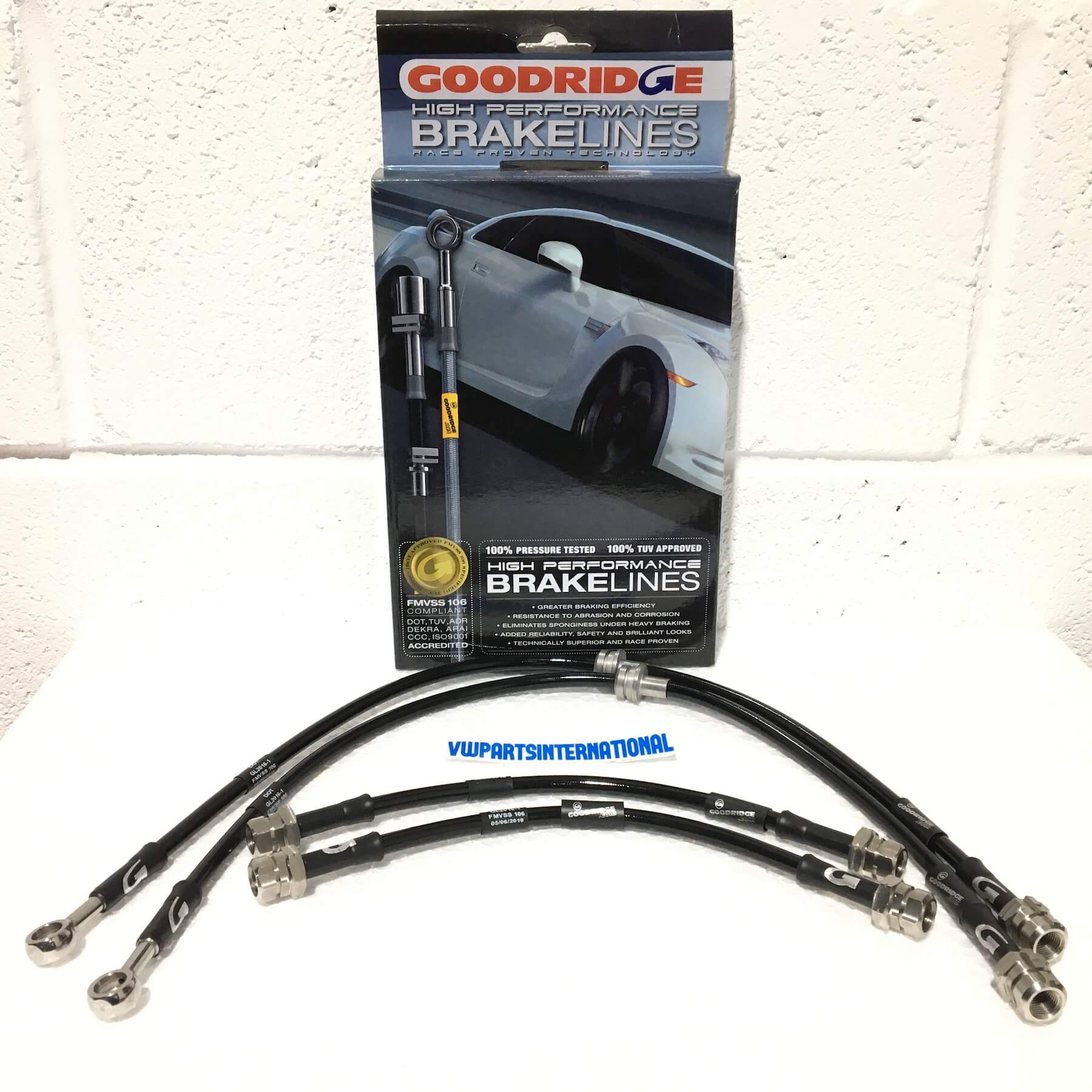 Goodridge Braided Stainless Steel Brake Hoses Kit Black 4 Lines for