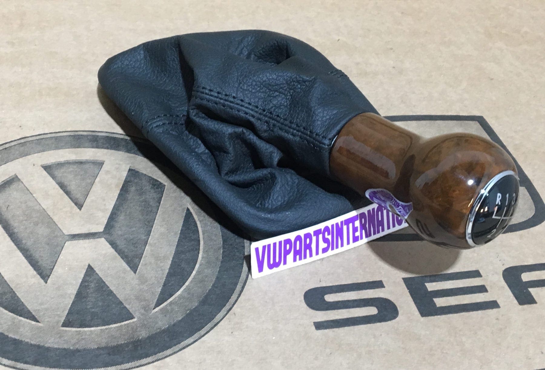 VW Golf MK4 Bora 5 Speed Wooden Gear Knob with Leather Gaitor New