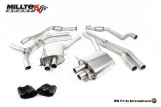 Audi RS5 quattro B9 2.9 V6 Turbo Hatchback Milltek Sport Performance Road+ Resonated Cat Back Exhaust Cerakote Black Oval Trims SSXAU838