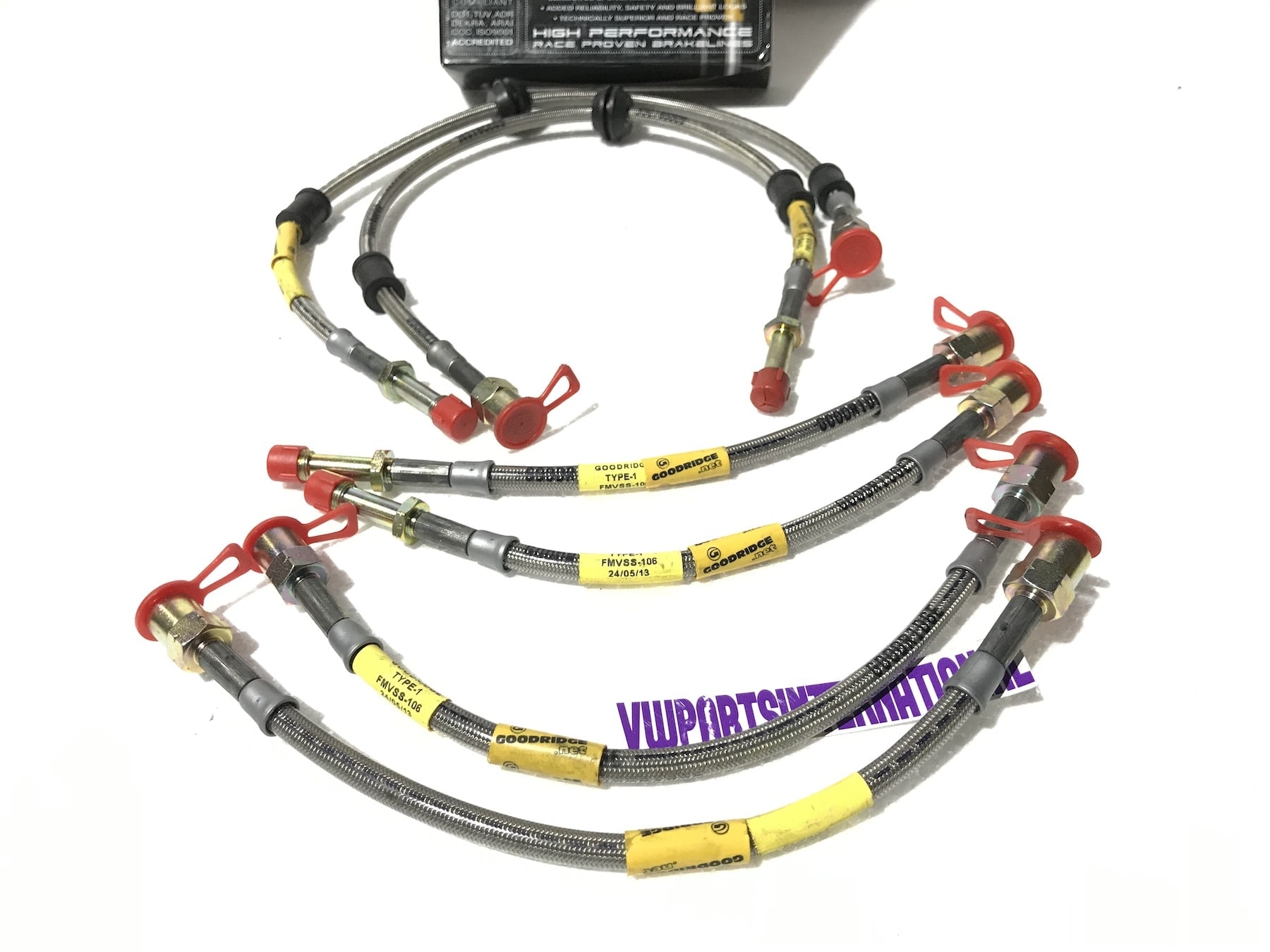 VW Transporter T5 Goodridge Braided Stainless Steel Brake Hose Kit 6 Line Zinc Plated Ends