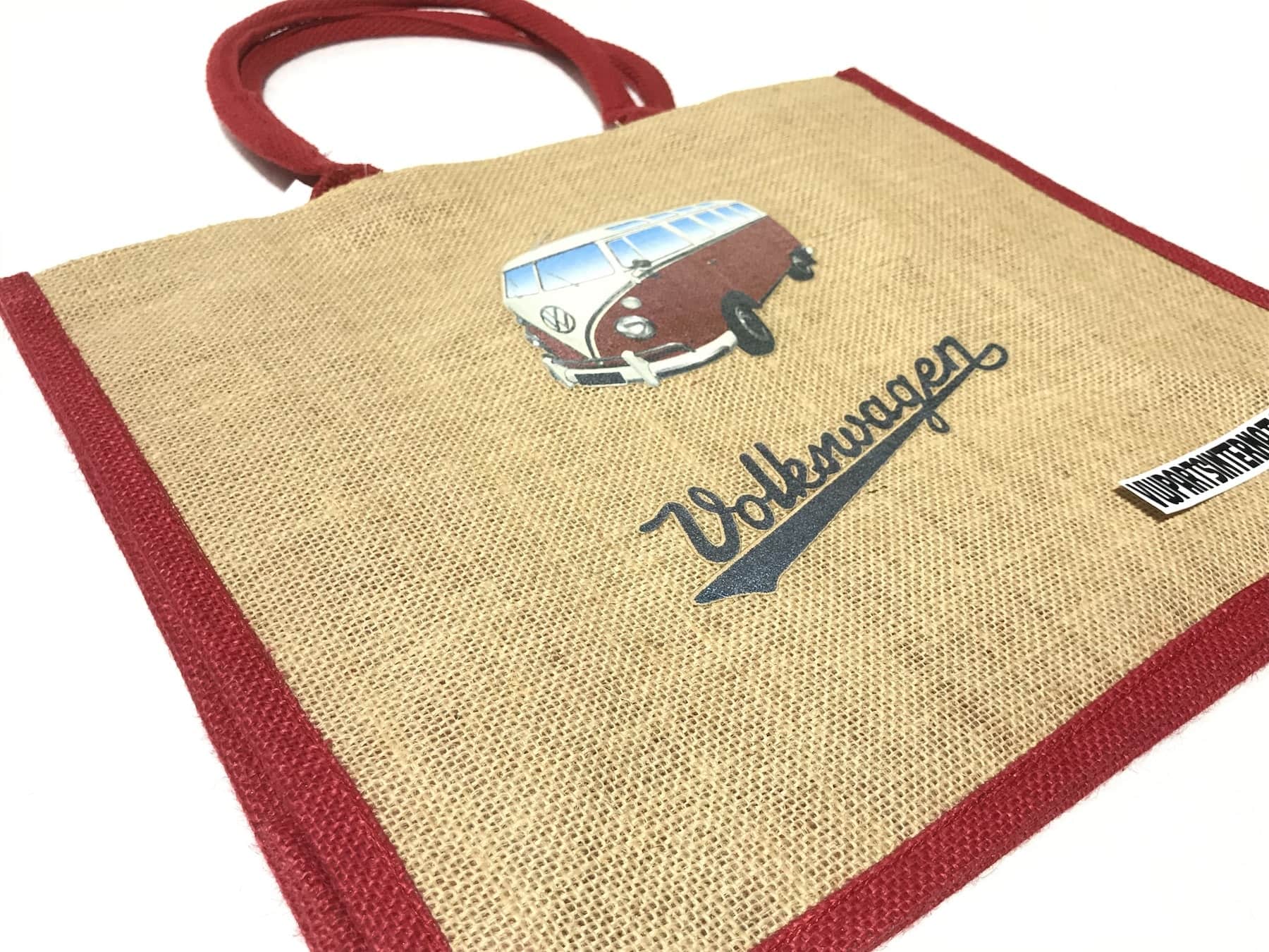 Volkswagen Camper Splitty Van Tote Jute Shopping Bag Lady VW Man Bag Red Owners Collectors Gift