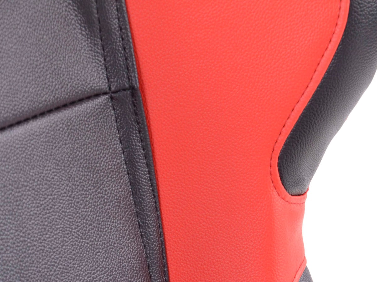 Wingback Car Sports Seats Set Boston Faux Leather Black Red VW Parts