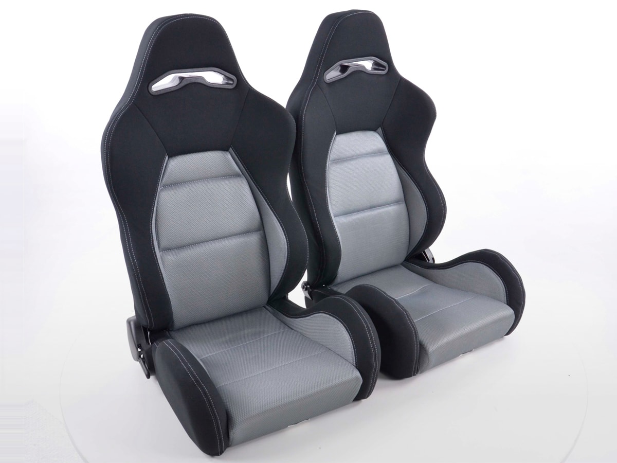 Wingback Car Sports Seat Set Edition 3 Grey Black Fabric VW Parts