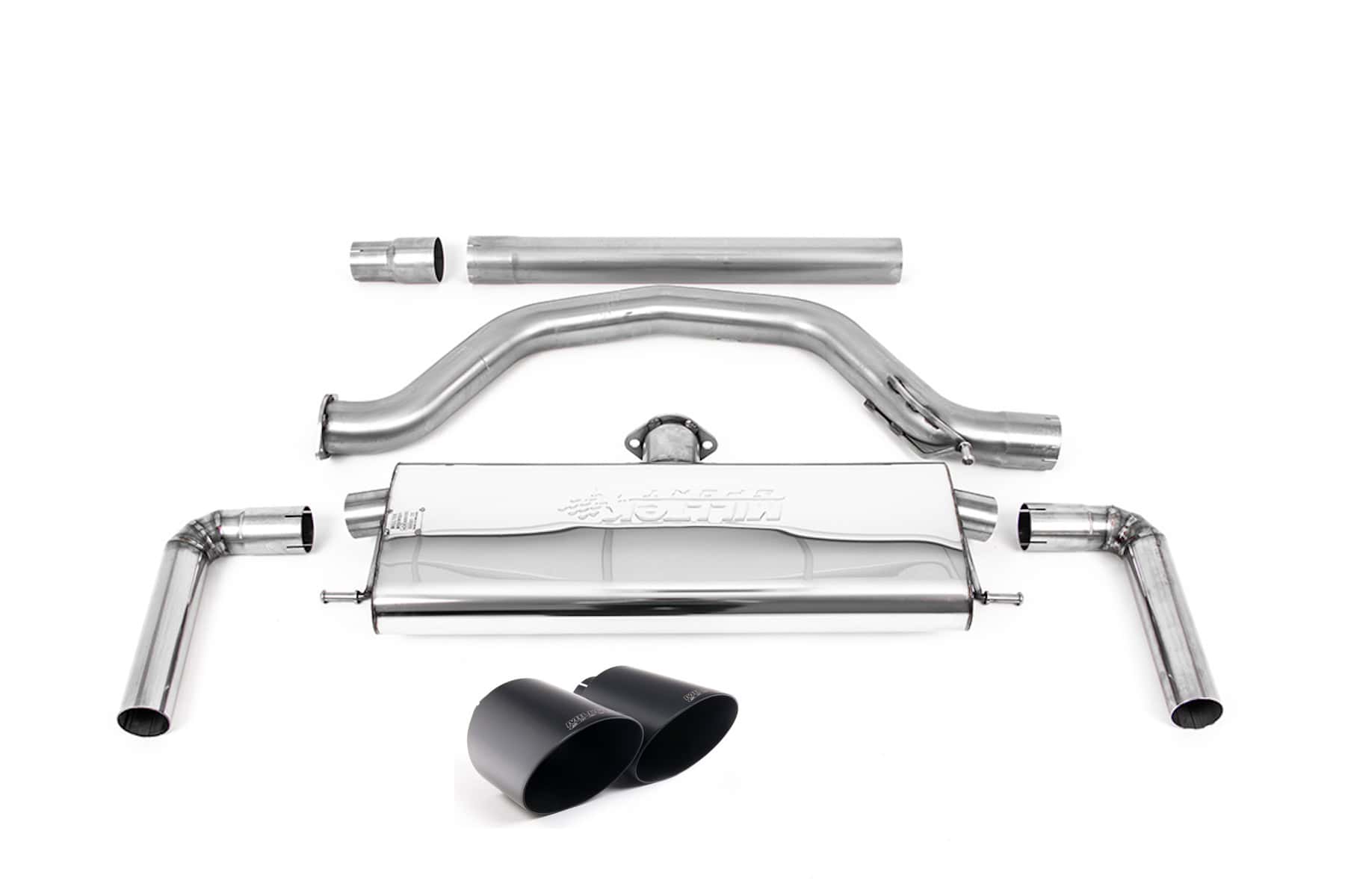 Milltek Sport Resonated Exhaust with Cerakote Black Tips for VW Golf