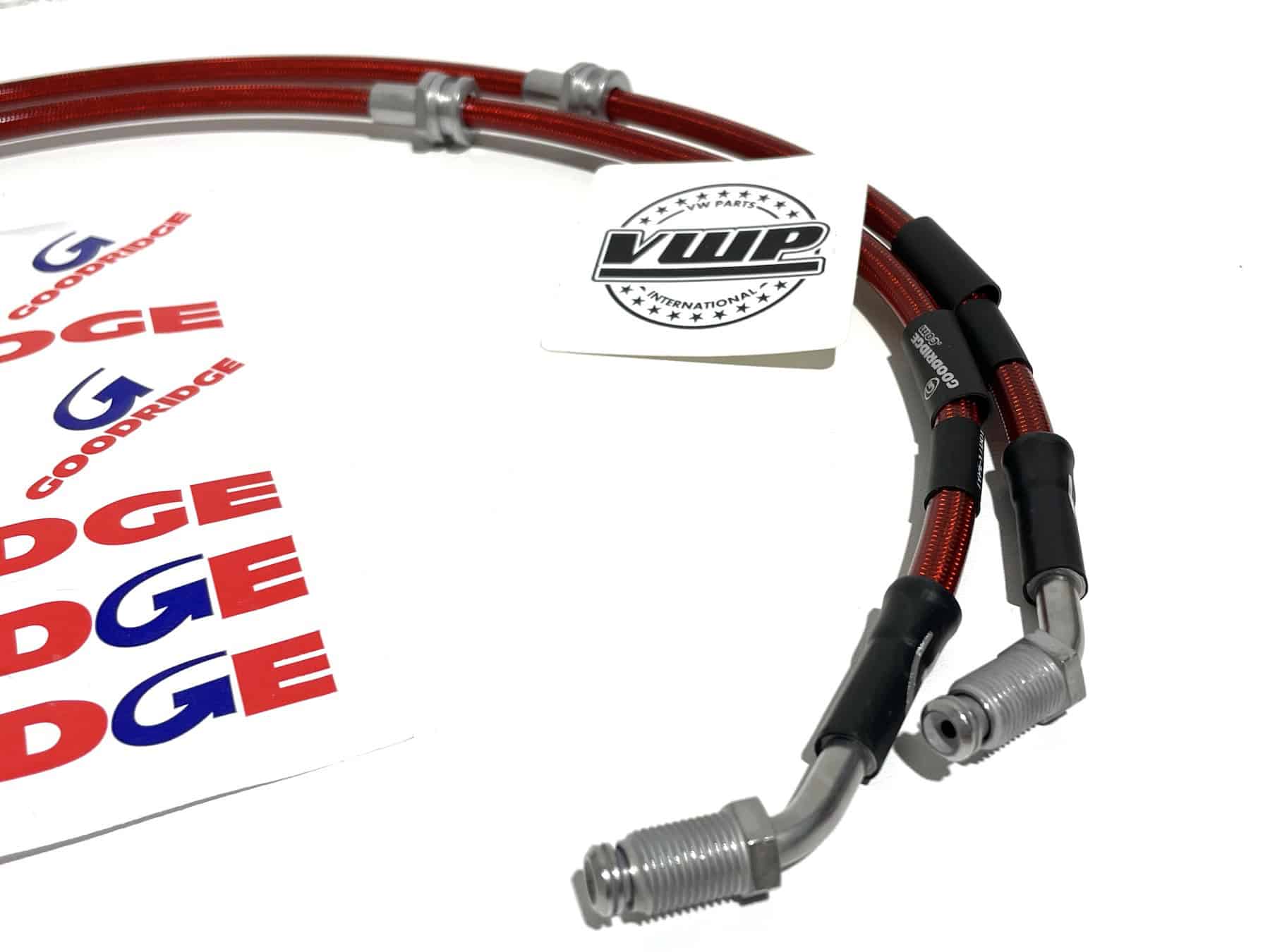 VW Golf MK4 R32 Goodridge Braided Stainless Steel Brake Hoses Kit Red 4