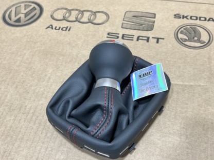 thumbnail image 2 of Audi A3/S3 2004-2011 Red Stitch Leather Gear Gaiter – Custom Made In UK, Aforce Auto 2 of 6